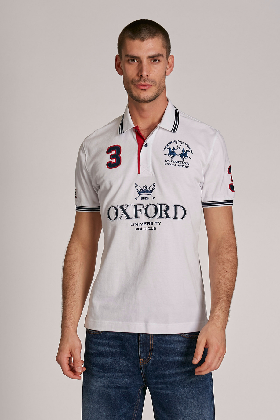 Men's short-sleeved regular-fit 100% cotton polo shirt - Polo Shirts | La Martina - Official Online Shop
