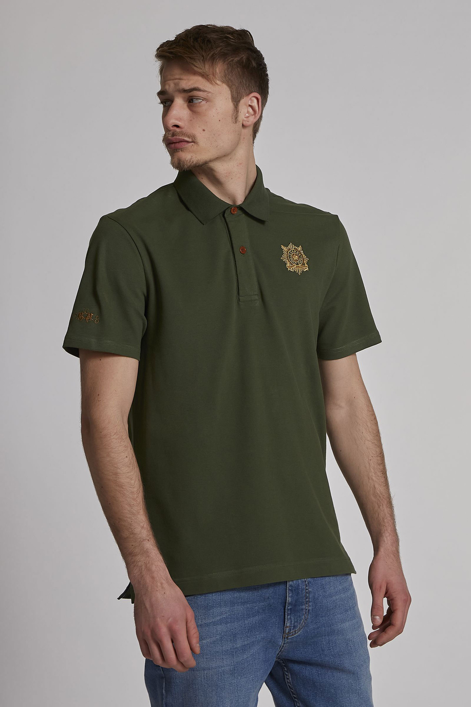 Men's short-sleeved regular-fit stretch cotton polo shirt - England | La Martina - Official Online Shop