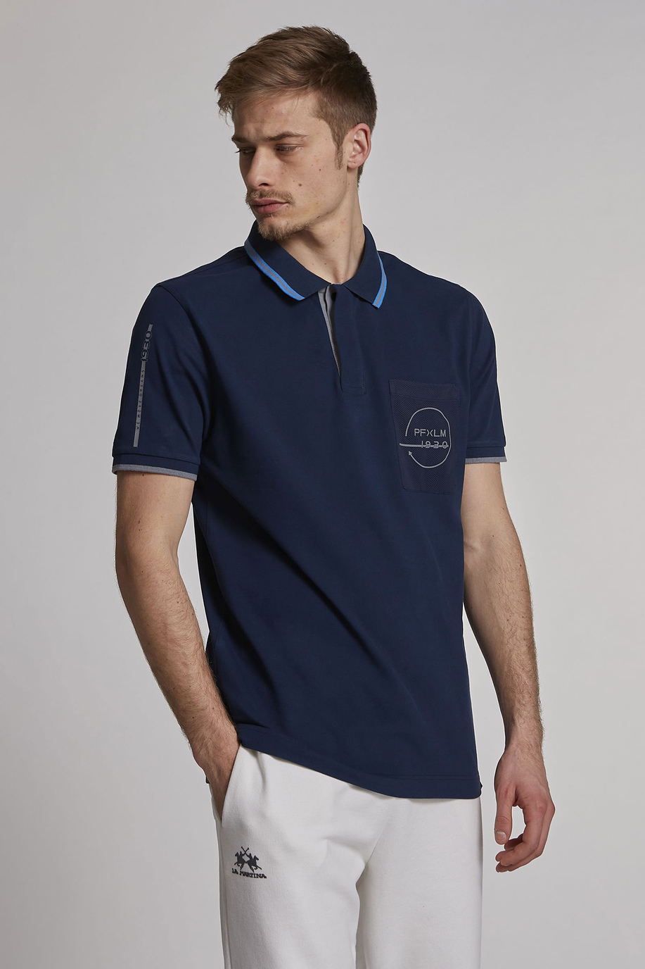 Men's short-sleeved regular-fit 100% cotton polo shirt - -20% | step 1 | all | La Martina - Official Online Shop