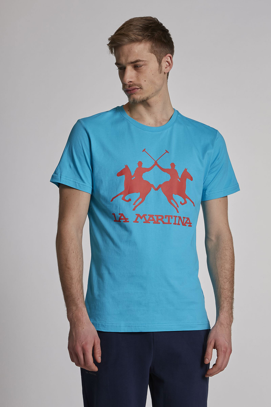 Men's short-sleeved regular-fit cotton T-shirt - T-Shirts | La Martina - Official Online Shop
