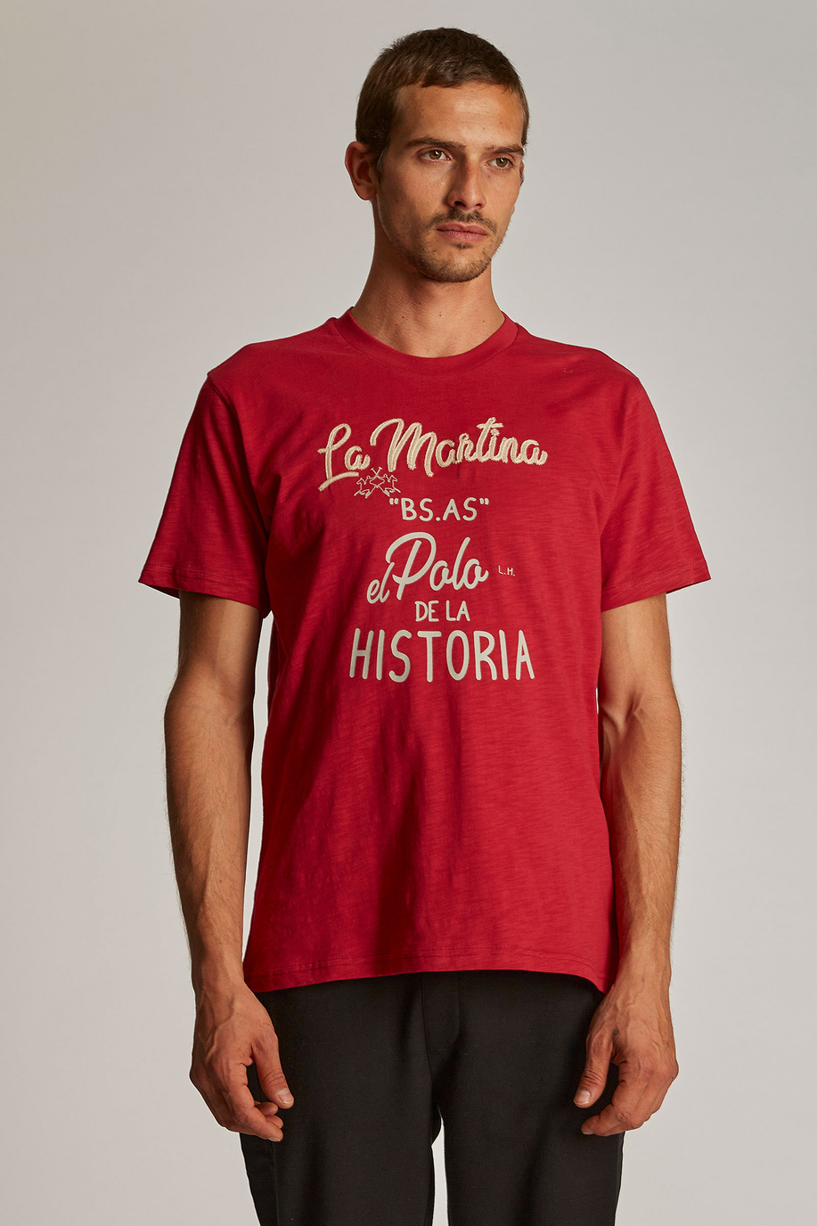 T-shirt da uomo a maniche corte in cotone regular fit - T-shirts | La Martina - Official Online Shop