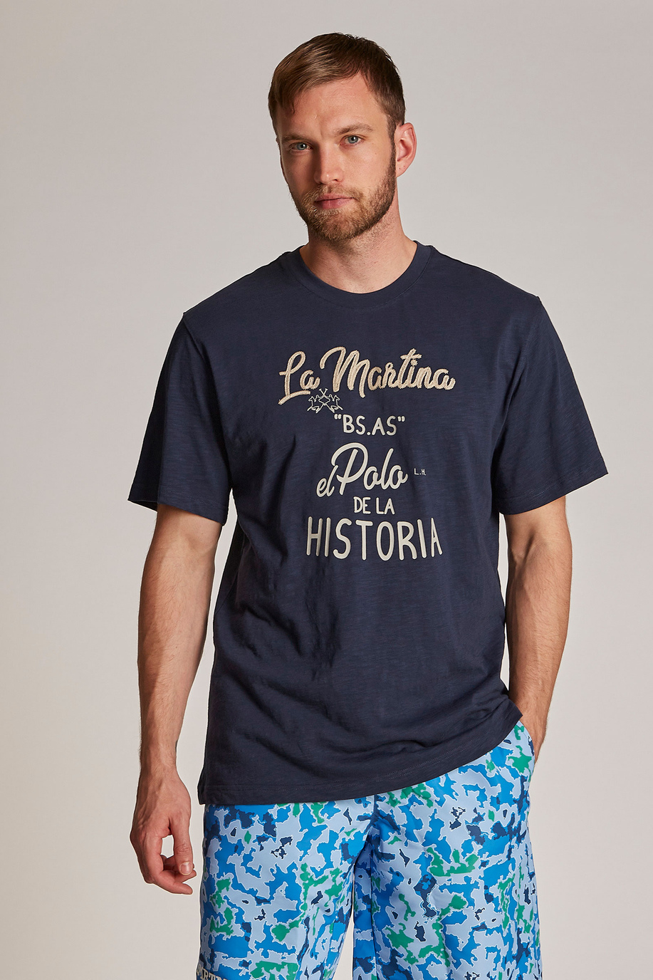 Camiseta de hombre de manga corta de algodón, corte regular | La Martina - Official Online Shop