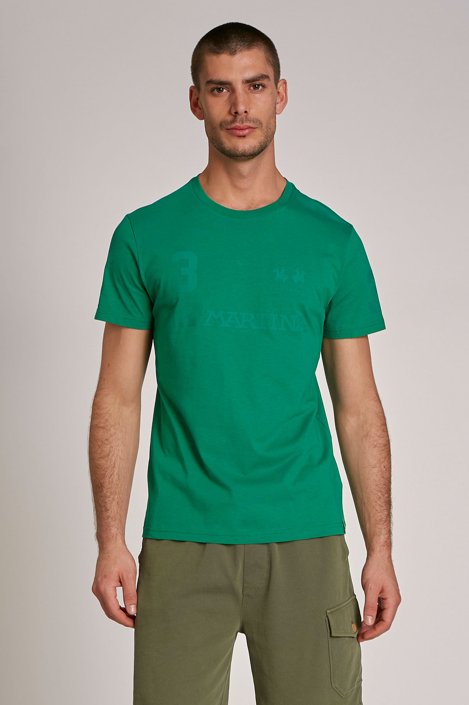 Men's short-sleeved regular-fit cotton T-shirt - Iconos - Numeros | La Martina - Official Online Shop