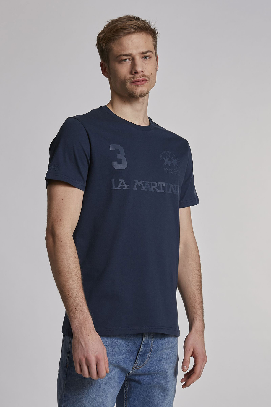 T-shirt da uomo a maniche corte in cotone regular fit - Iconos - Numeros | La Martina - Official Online Shop