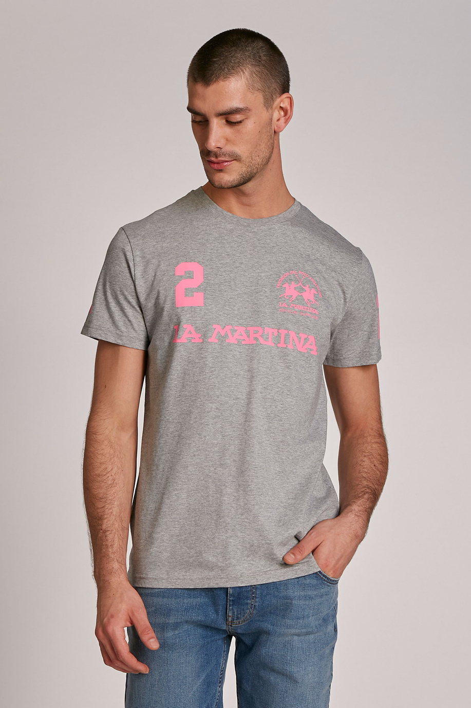 Herren-T-Shirt mit kurzem Arm aus Baumwolle im Regular Fit - -50% | step 3 | all | La Martina - Official Online Shop