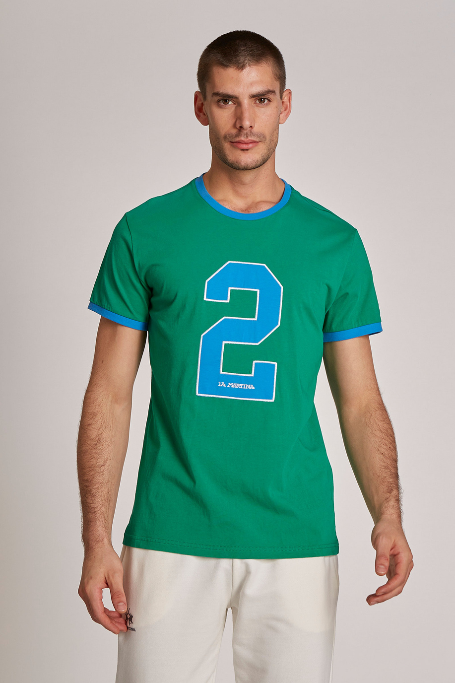 Men's short-sleeved regular-fit cotton T-shirt - Iconos - Numeros | La Martina - Official Online Shop