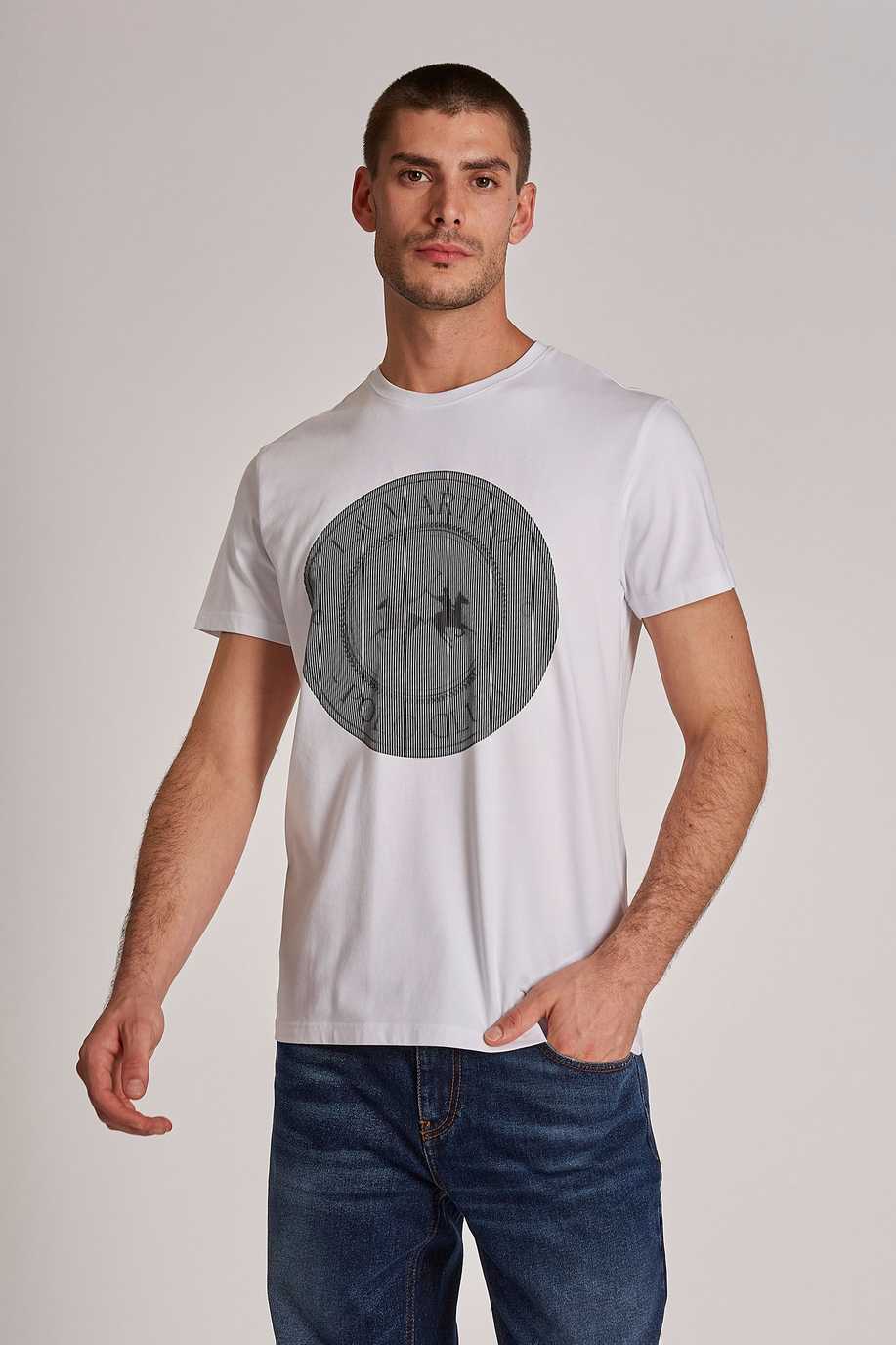 T-shirt da uomo a maniche corte in cotone elasticizzato regular fit - -50% | step 3 | us | La Martina - Official Online Shop