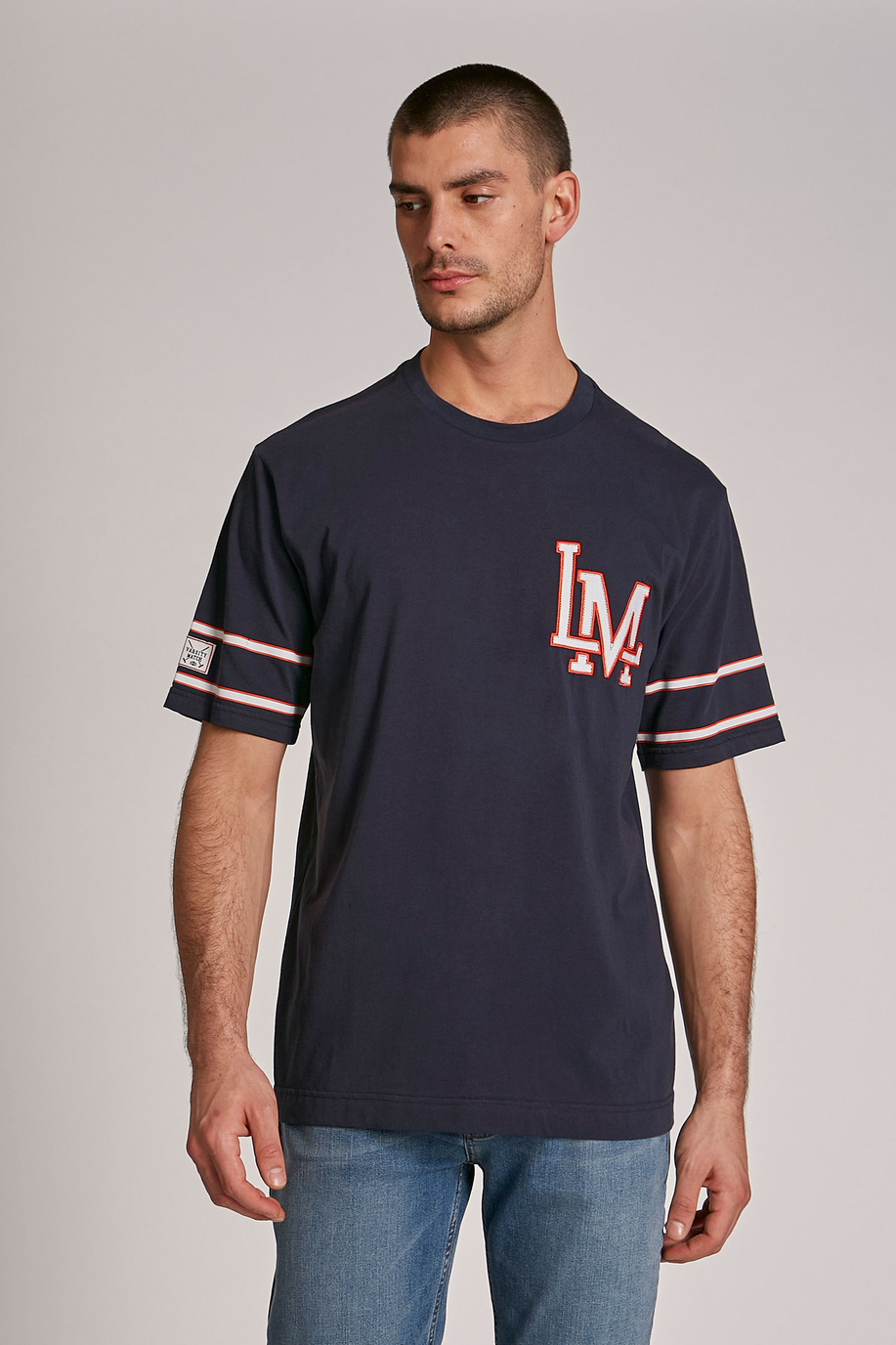 T-shirt homme en coton à manches courtes et coupe classique - T-Shirts | La Martina - Official Online Shop