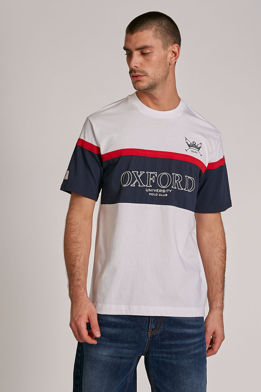 Men's short-sleeved regular-fit cotton T-shirt - -20% | step 1 | all | La Martina - Official Online Shop
