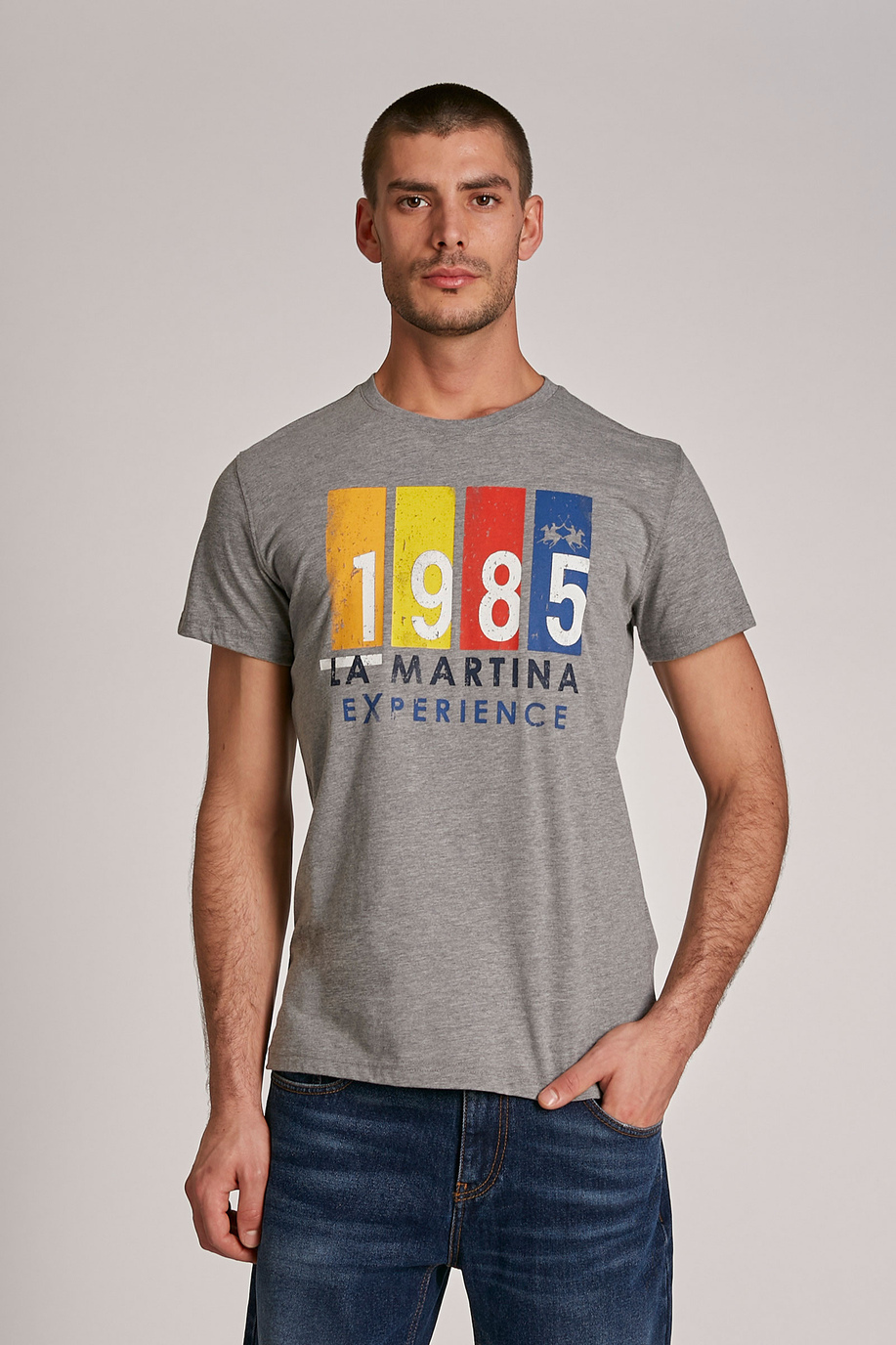 Men's short-sleeved regular-fit cotton T-shirt - Argentina | La Martina - Official Online Shop