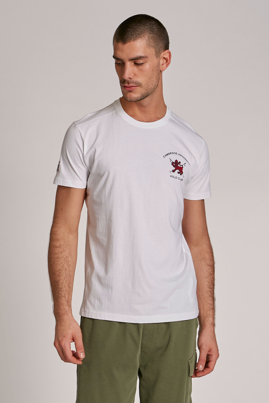 Men's short-sleeved regular-fit cotton T-shirt - -20% | step 1 | us | La Martina - Official Online Shop