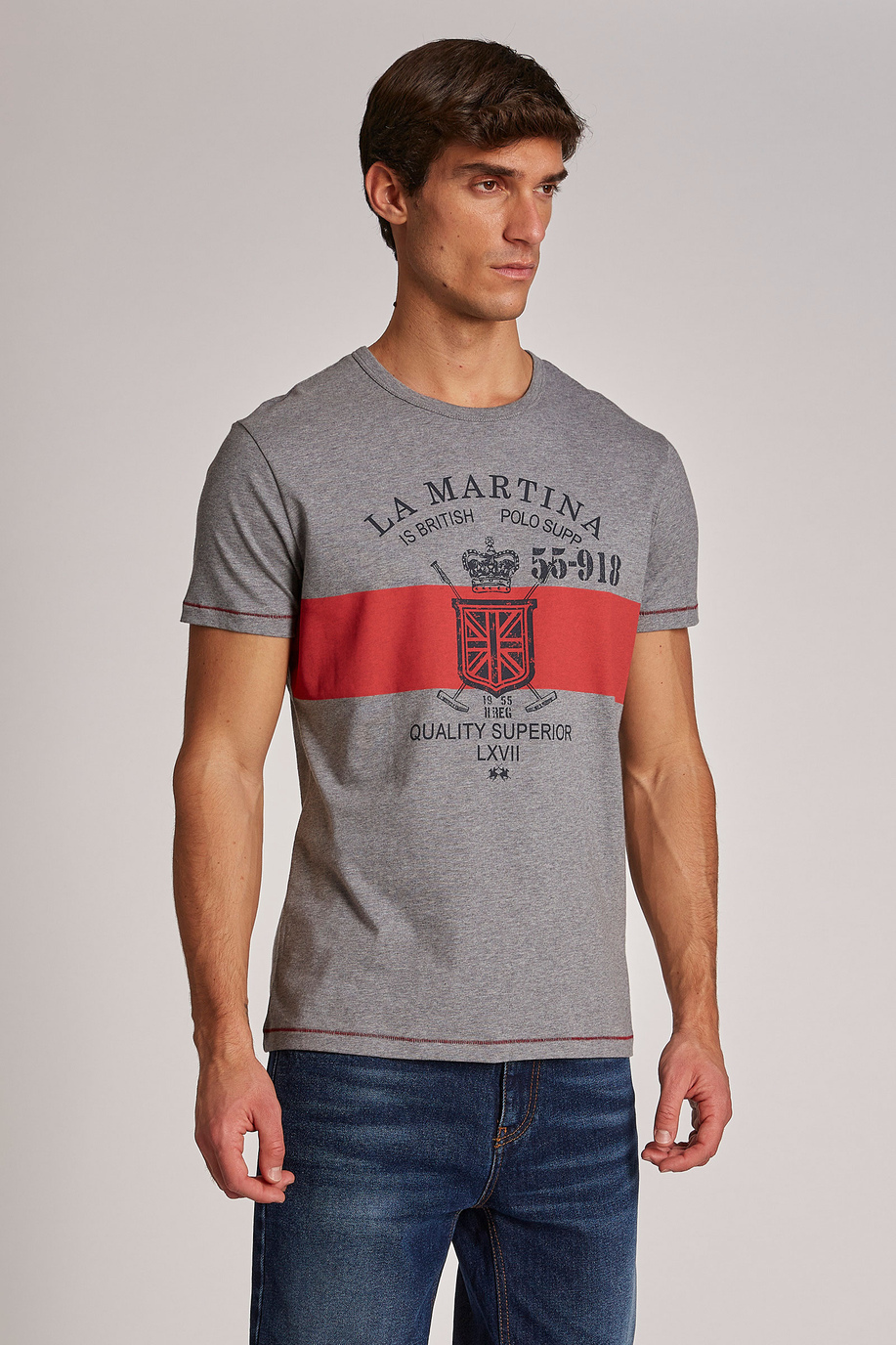Herren-T-Shirt mit kurzem Arm aus Baumwolle im Regular Fit - -40% | step 3 | all | La Martina - Official Online Shop