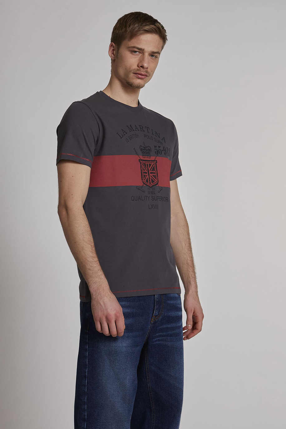 Men's short-sleeved regular-fit cotton T-shirt - T-Shirts | La Martina - Official Online Shop