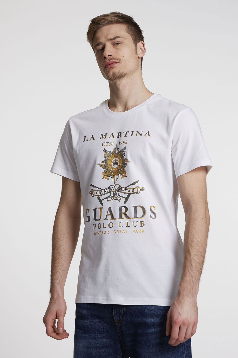 Men's short-sleeved regular-fit cotton T-shirt - England | La Martina - Official Online Shop