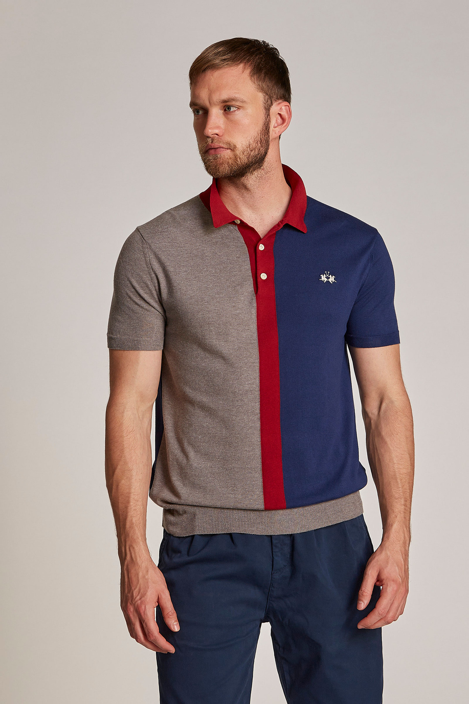 Men's plain-coloured short-sleeved, regular-fit polo shirt - Knitwear & Sweatshirts | La Martina - Official Online Shop