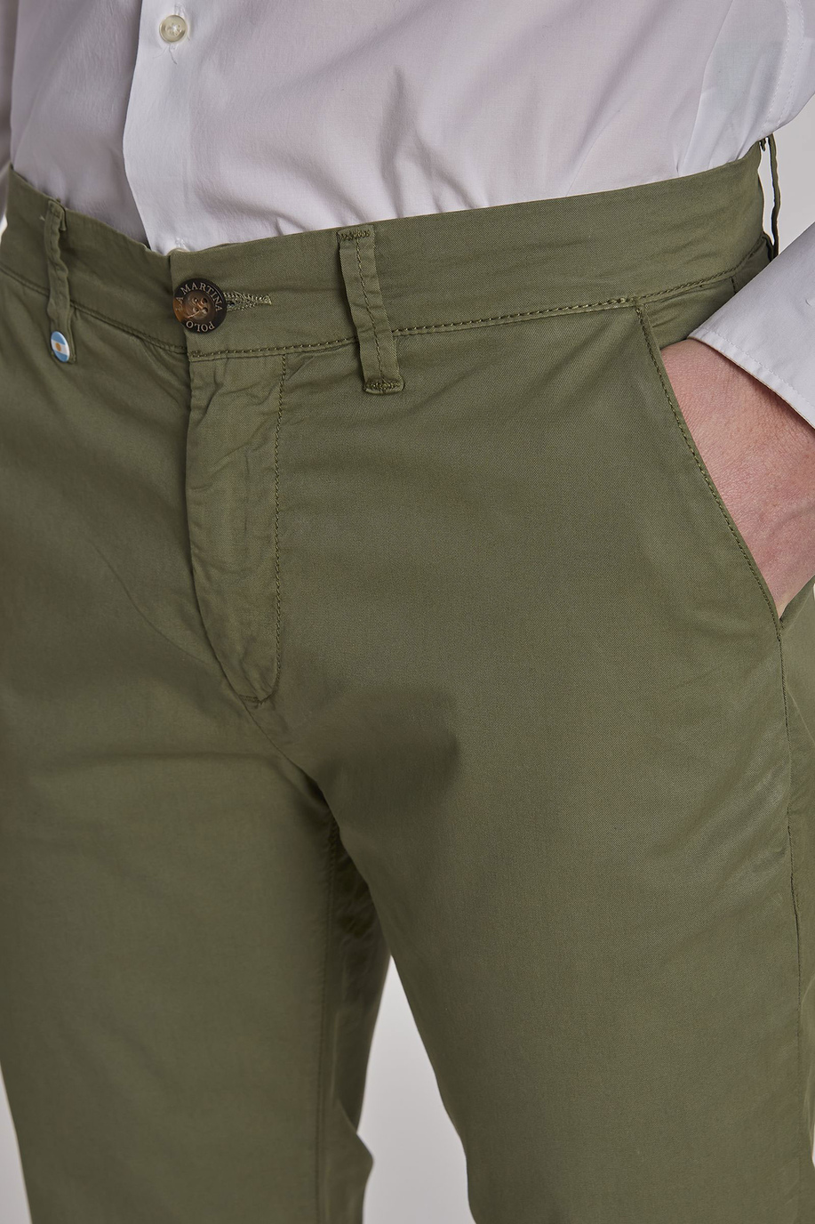 Pantalone da uomo modello chino in cotone elasticizzato slim fit