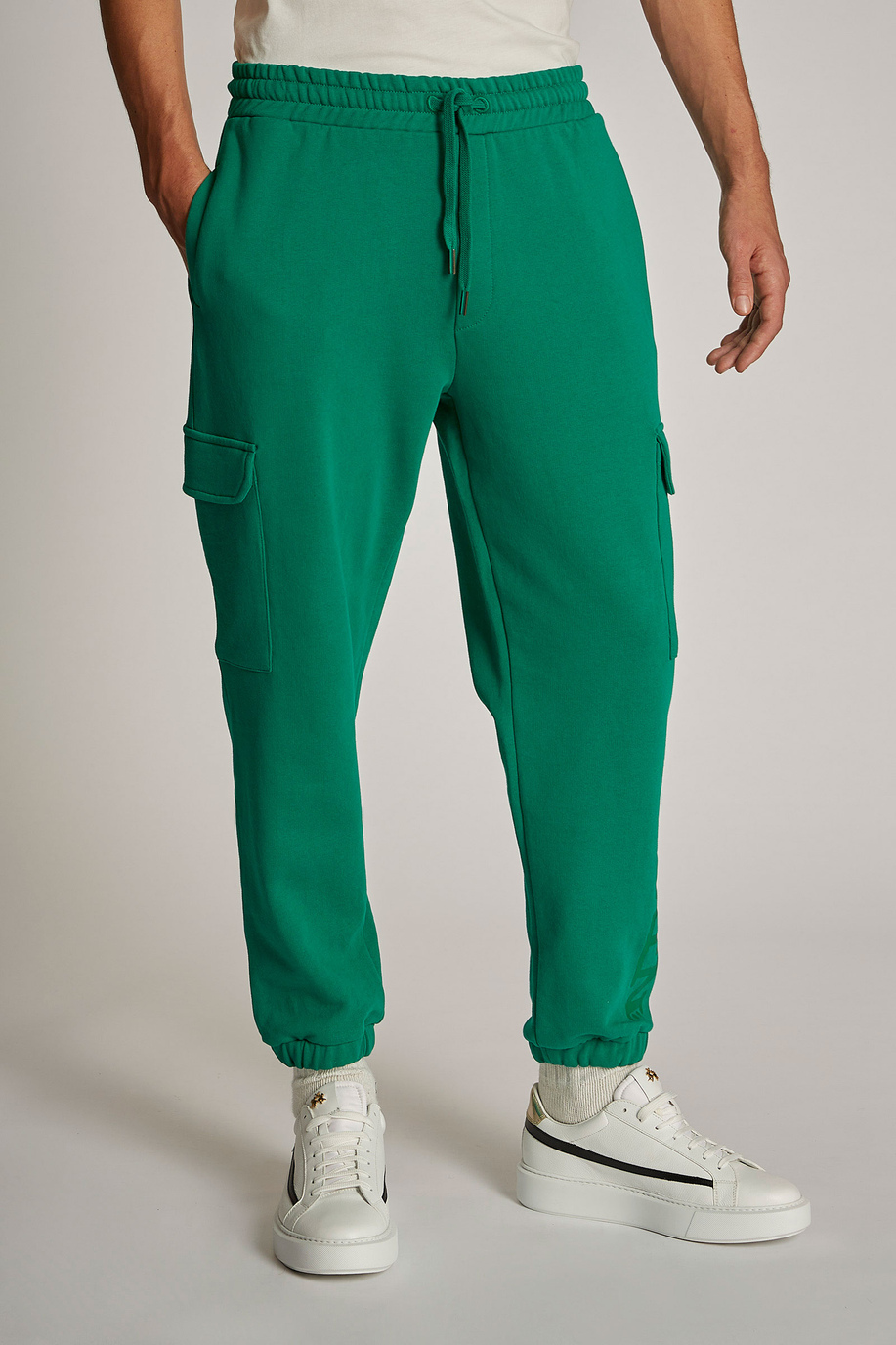 Pantalon homme style jogging en coton coupe oversize | La Martina - Official Online Shop