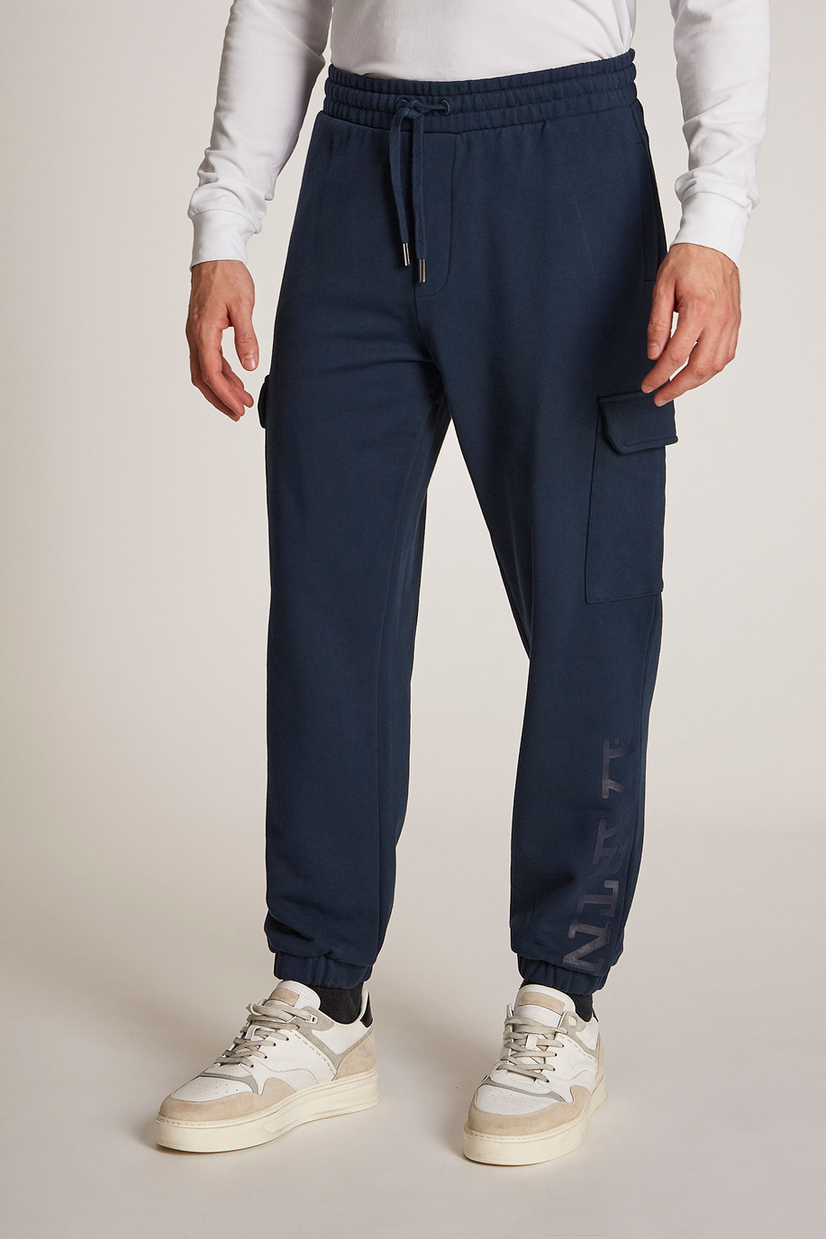 Pantalon homme style jogging en coton coupe oversize - Pantalons | La Martina - Official Online Shop