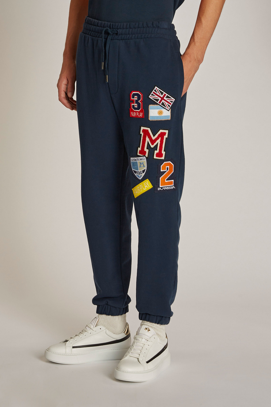 Pantalone da uomo modello jogger in cotone elasticizzato regular fit - University | La Martina - Official Online Shop