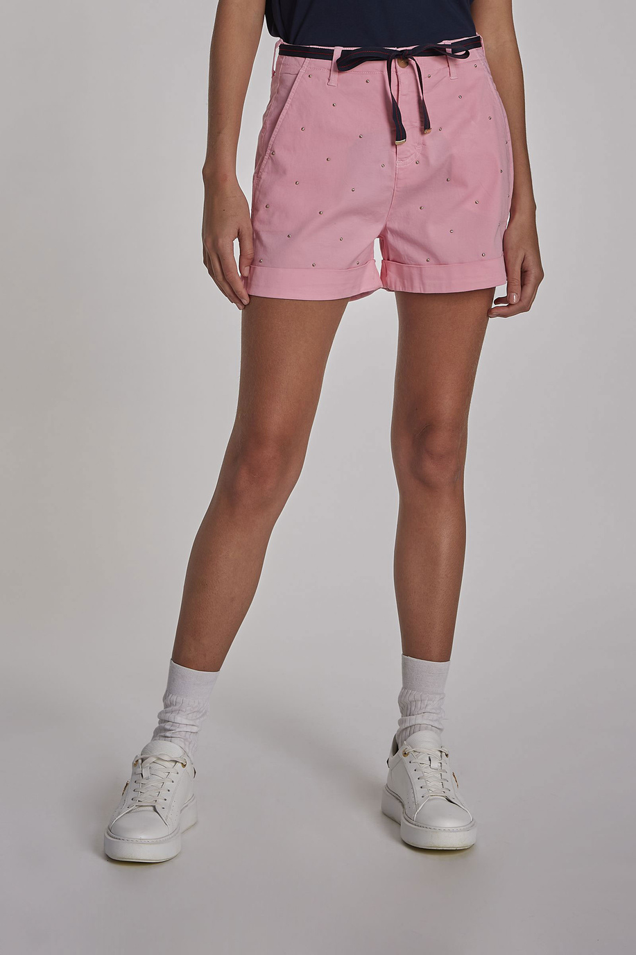 Women's regular-fit stretch cotton Bermuda shorts | La Martina - Official Online Shop
