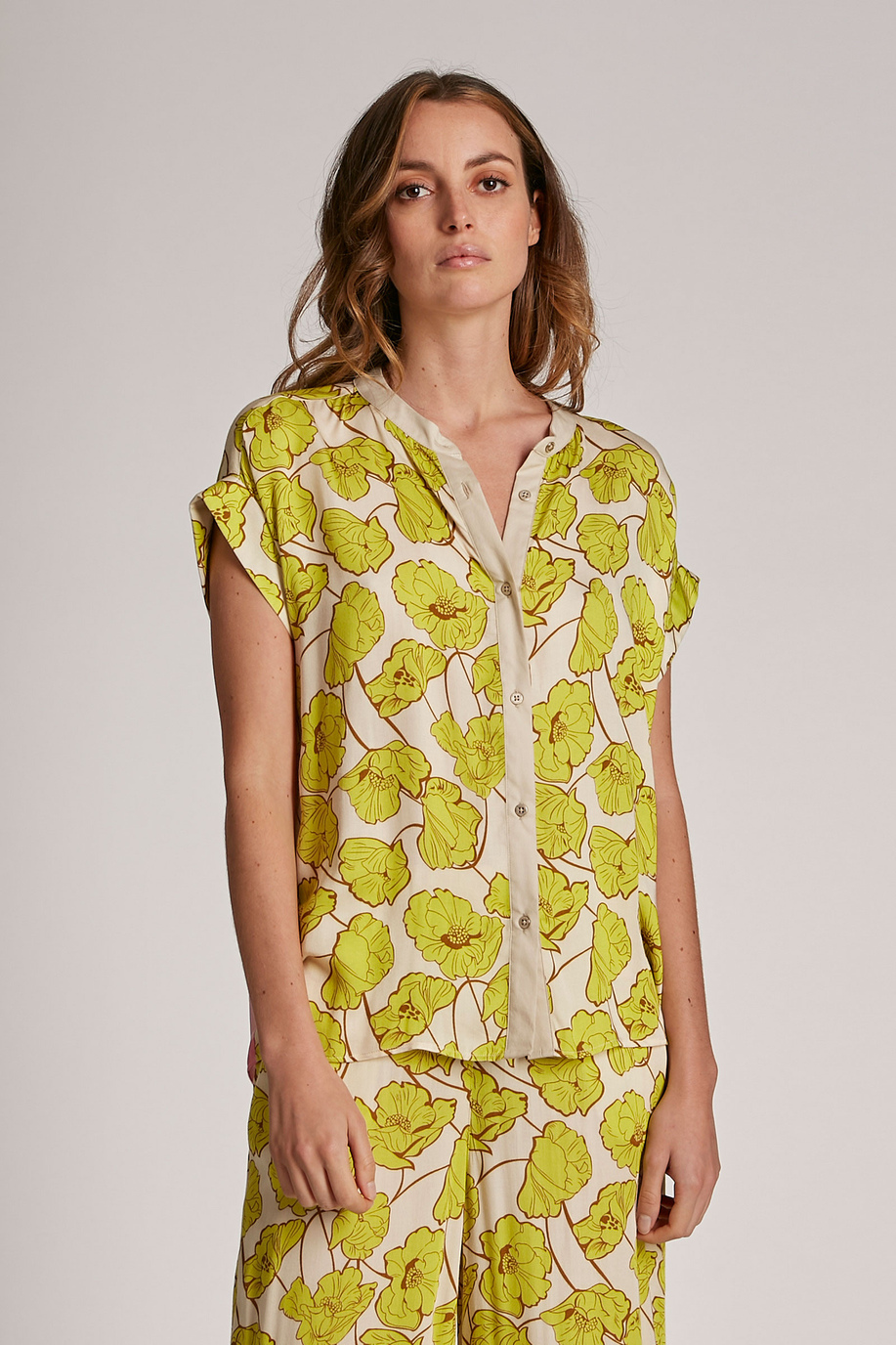 Chemise femme en viscose à imprimé floral coupe classique - Chemises | La Martina - Official Online Shop