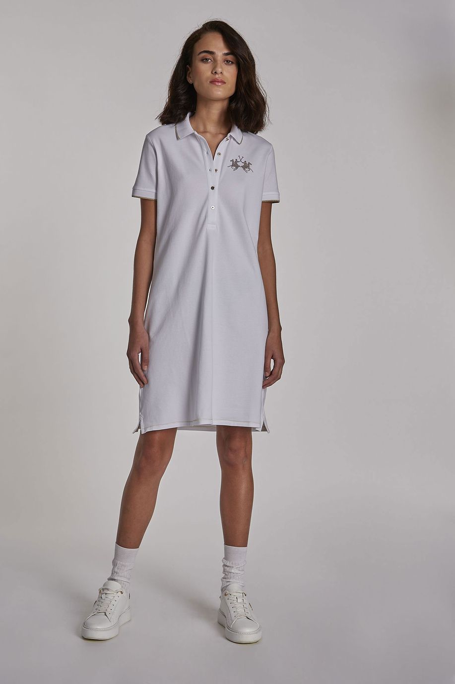 Damenkleid mit kurzem Arm aus Baumwolle im Regular Fit - Casual | La Martina - Official Online Shop