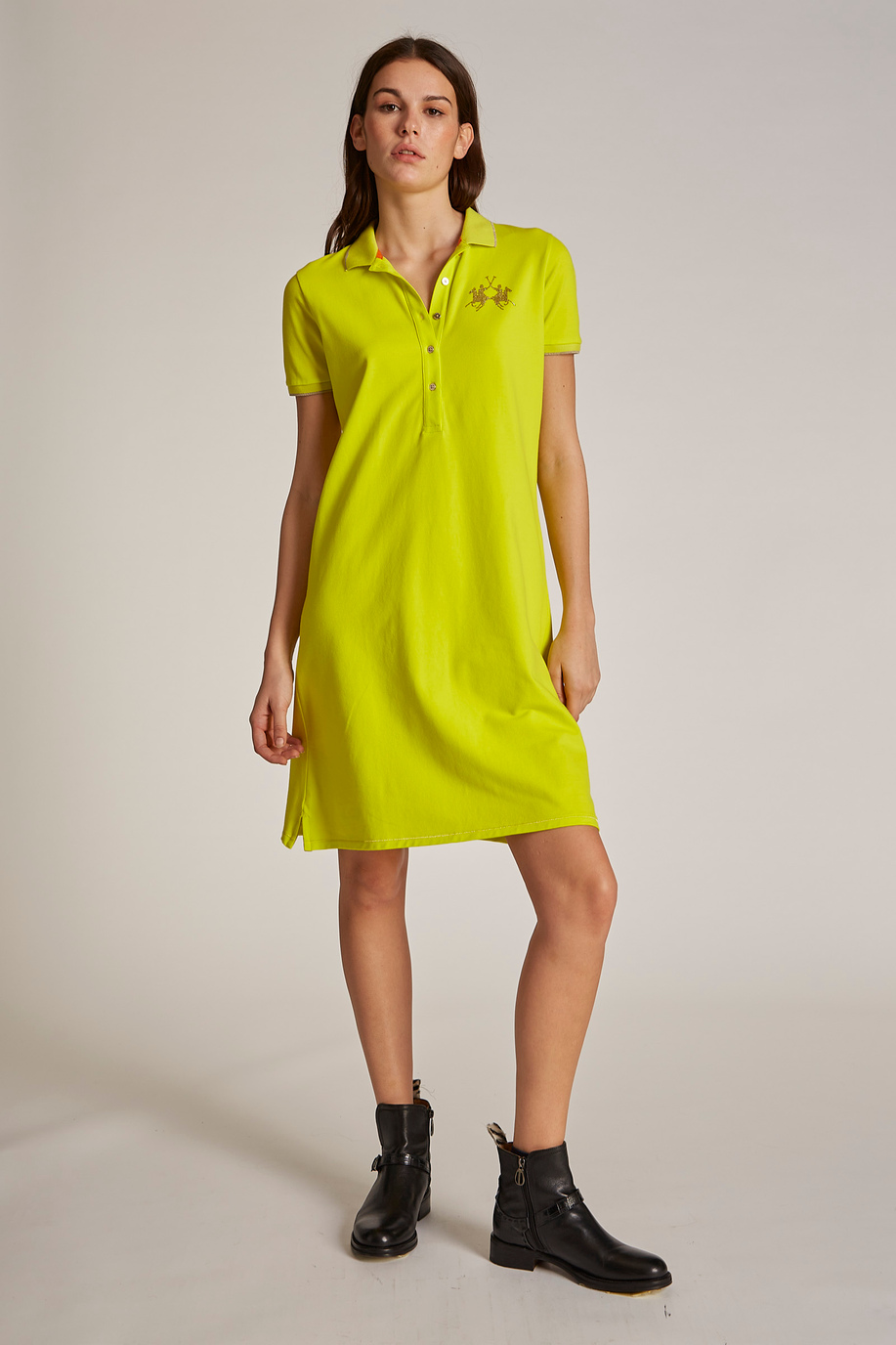 Damenkleid mit kurzem Arm aus Baumwolle im Regular Fit - Kleider | La Martina - Official Online Shop