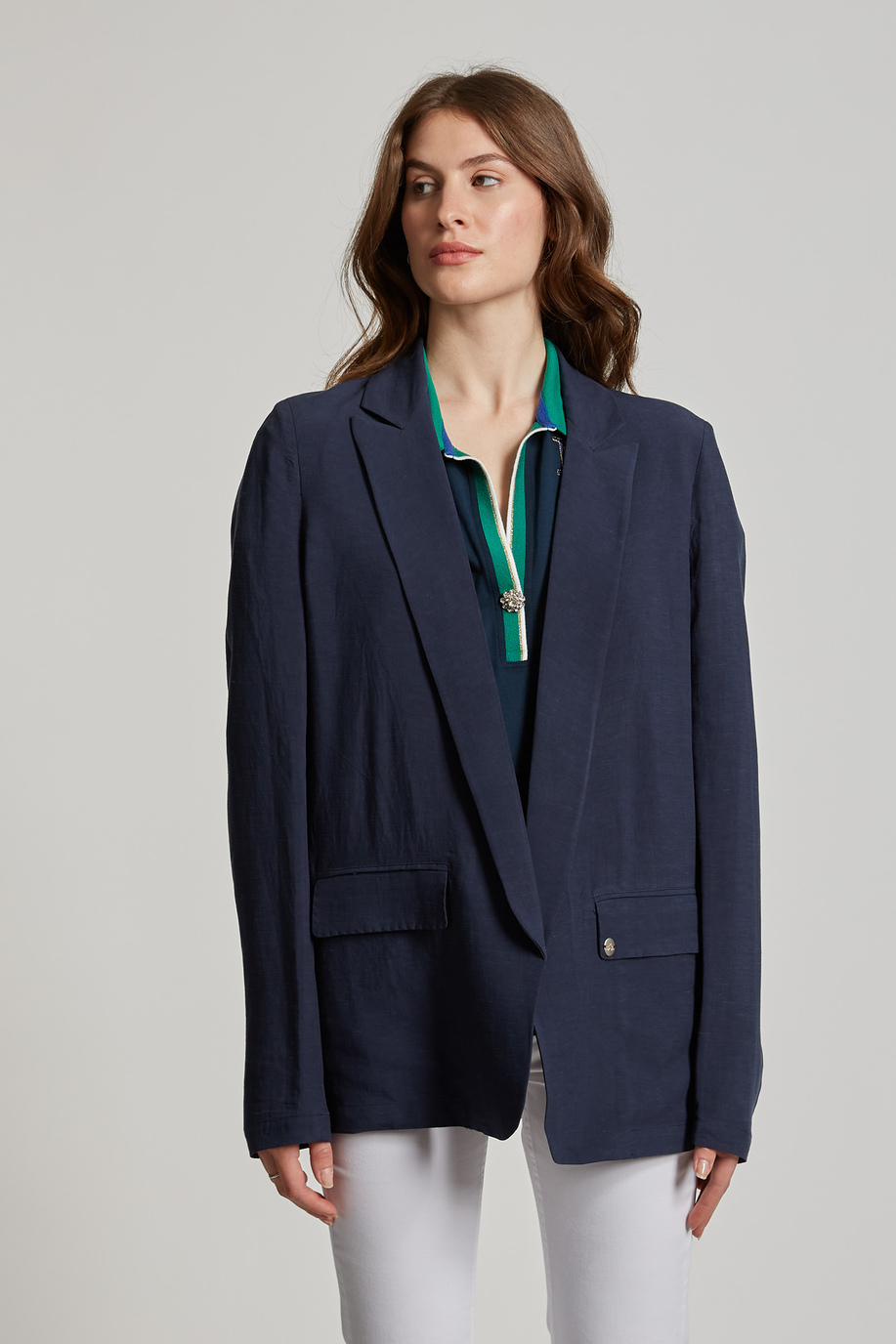 Veste femme style blazer fluide coupe classique - Vêtements d’extérieur | La Martina - Official Online Shop