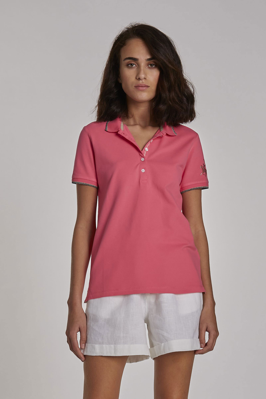 Damen-Poloshirt mit kurzem Arm aus Piqué im Regular Fit - Poloshirts | La Martina - Official Online Shop