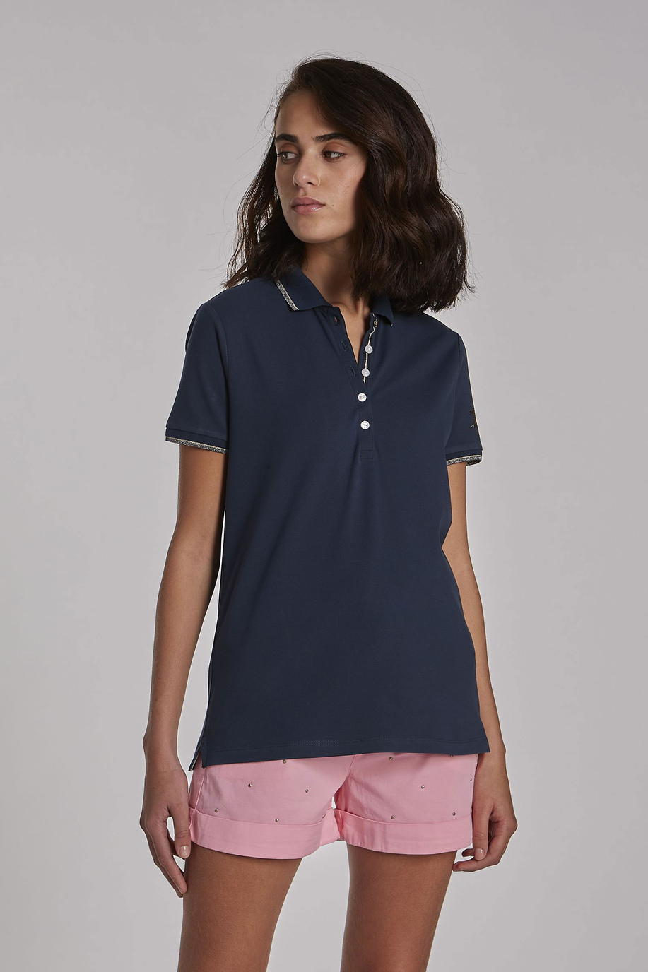 Damen-Poloshirt mit kurzem Arm aus Piqué im Regular Fit - -50% | step 3 | all | La Martina - Official Online Shop