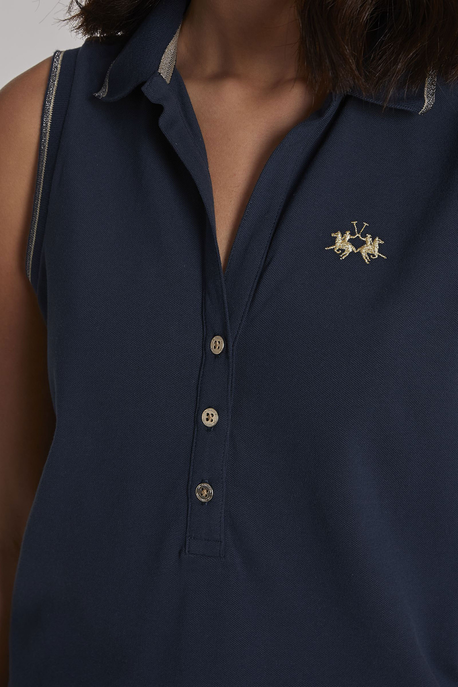 Women's regular-fit sleeveless piqué polo shirt
