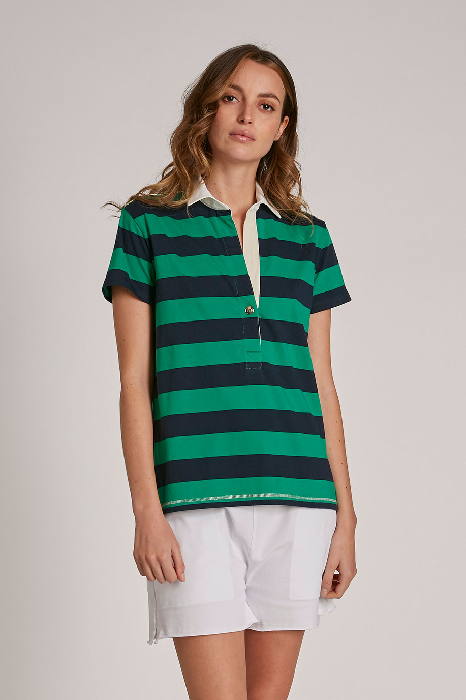 Damen-T-Shirt aus Baumwolle mit Logo im Regular Fit - Poloshirts | La Martina - Official Online Shop