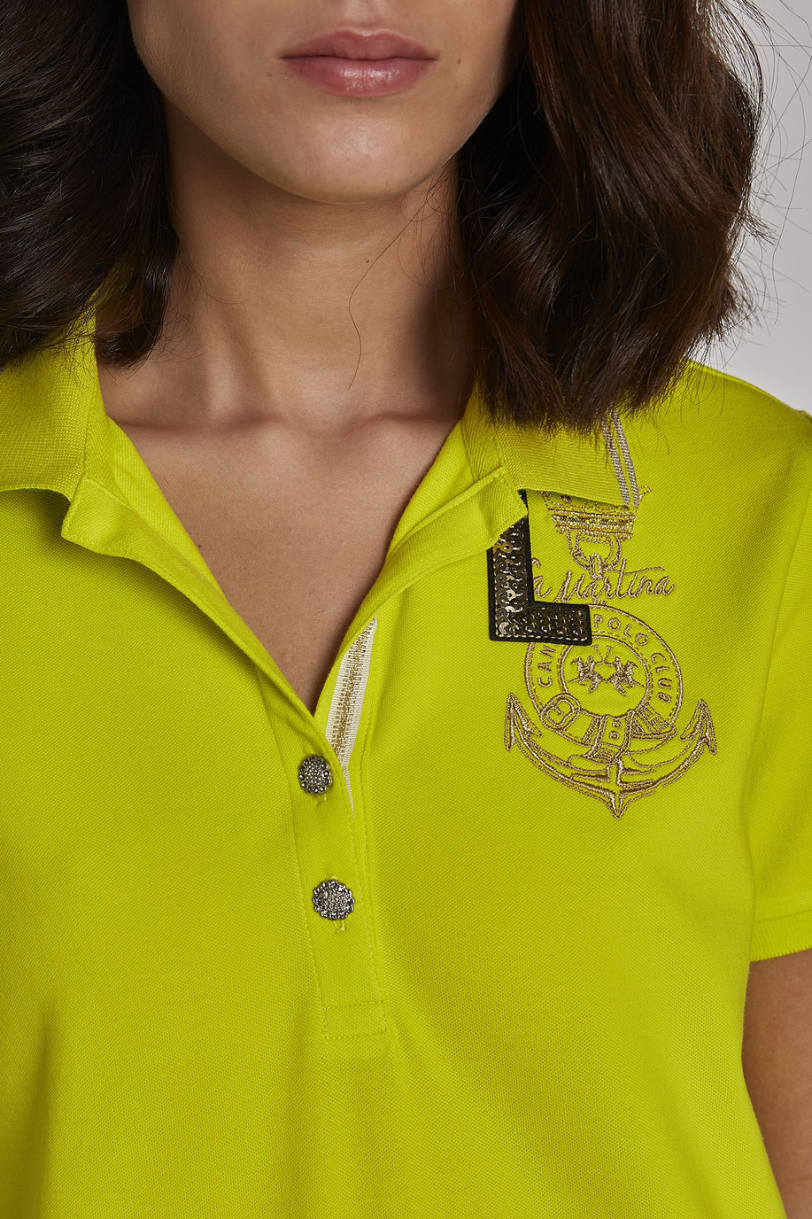 Women's short-sleeved regular-fit piqué polo shirt