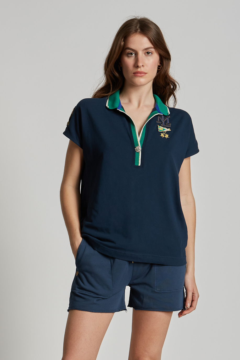 Damen-Poloshirt mit kurzem Arm aus Piqué im Regular Fit - Summer Polo | La Martina - Official Online Shop