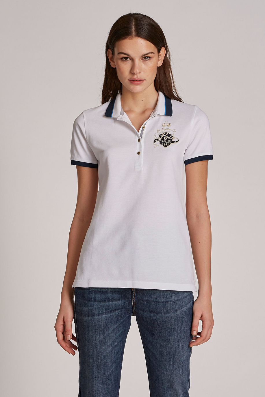 Damen-Poloshirt mit kurzem Arm aus 100 % Baumwolle im Regular Fit | La Martina - Official Online Shop