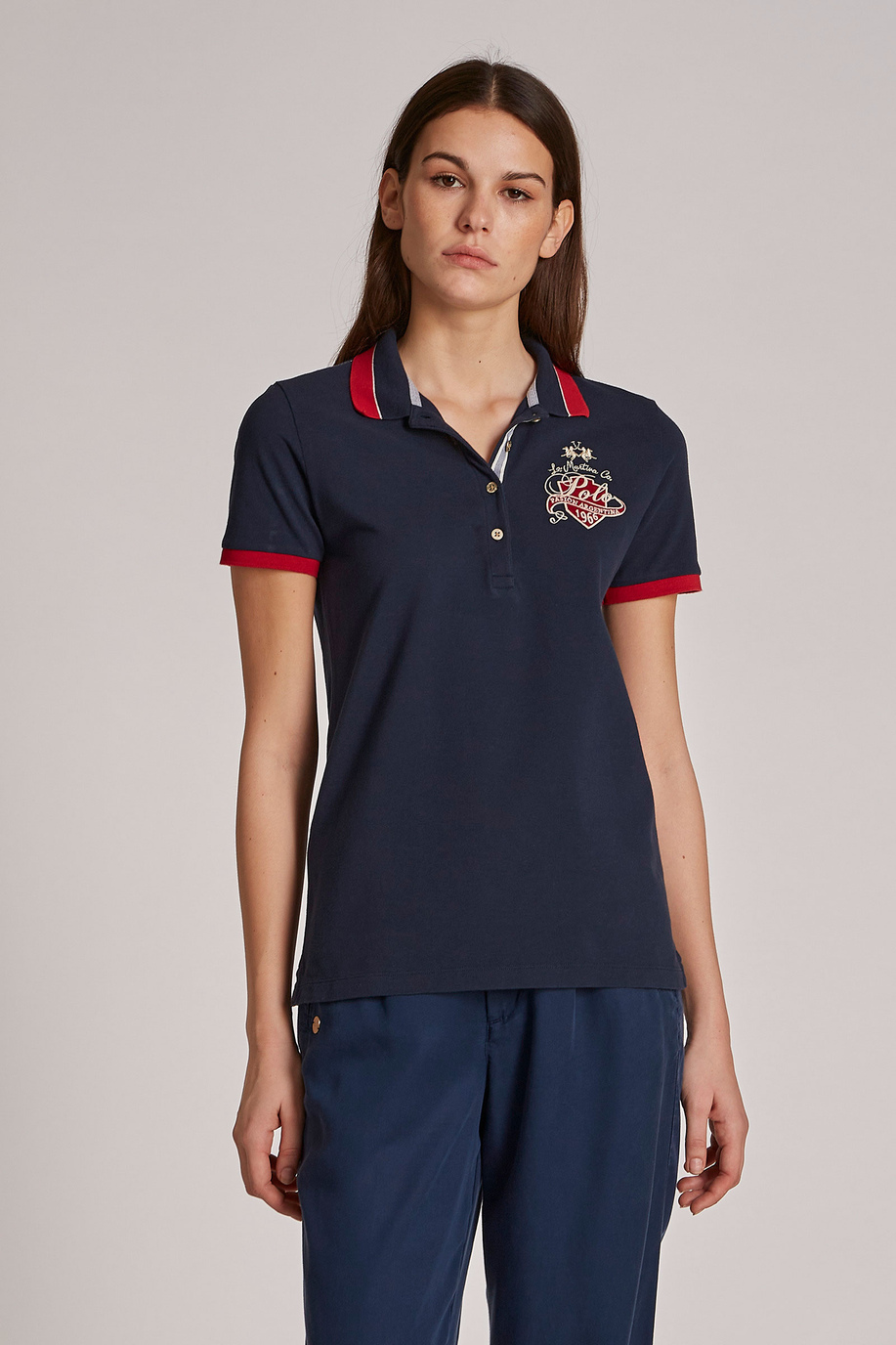 Women's regular-fit short-sleeved 100% cotton polo shirt - Women | La Martina - Official Online Shop