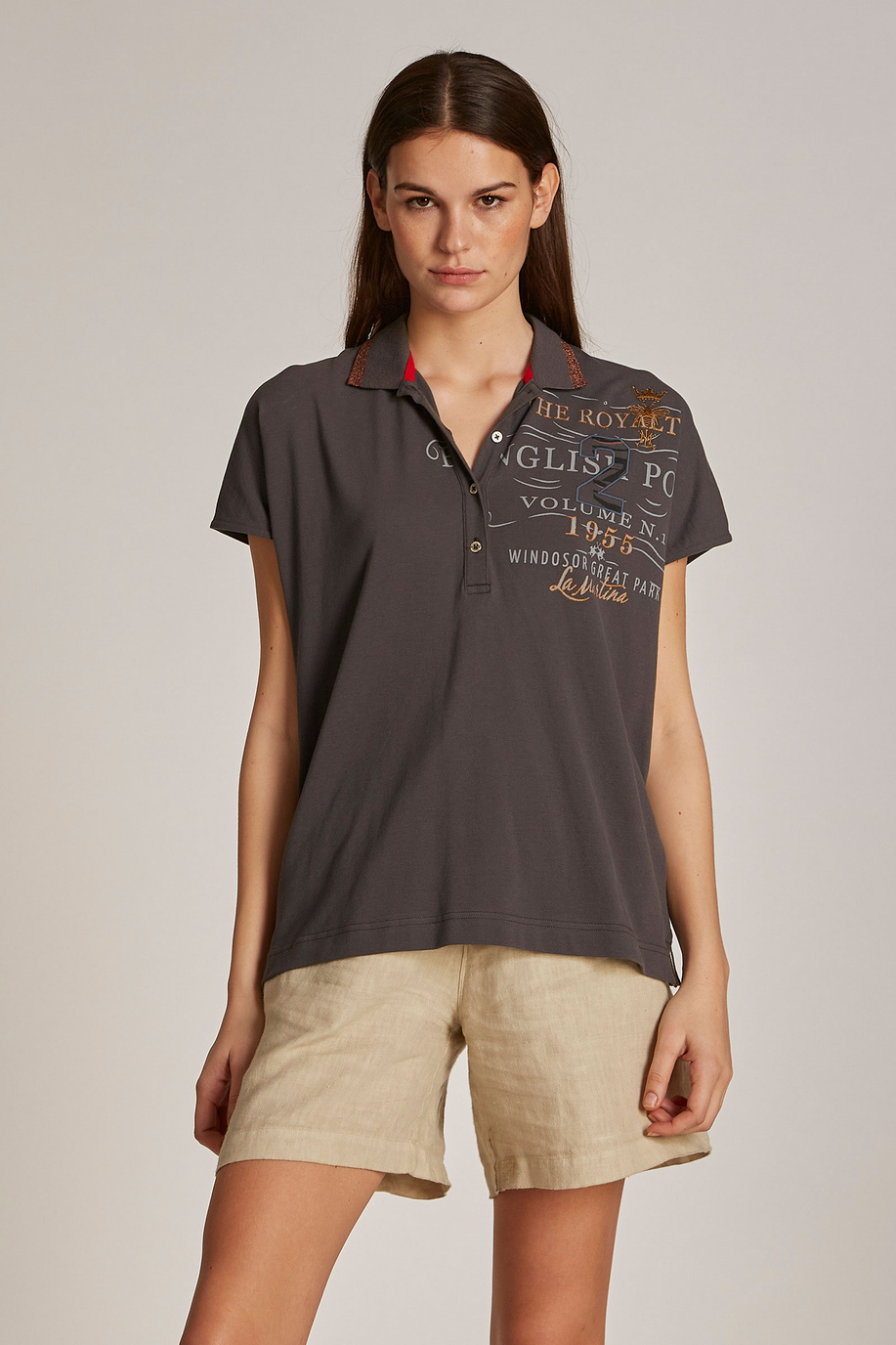 Women's short-sleeved regular-fit piqué polo shirt - Inspiration | La Martina - Official Online Shop