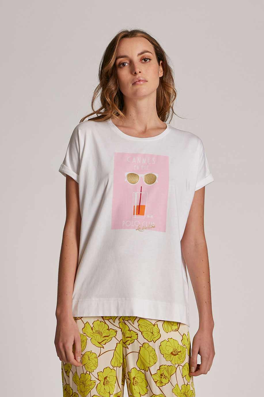 Women's oversized cotton logo T-shirt - Summer Polo | La Martina - Official Online Shop