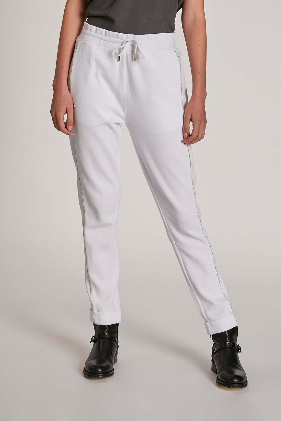 Pantalon femme en coton coupe classique - Pantalons | La Martina - Official Online Shop