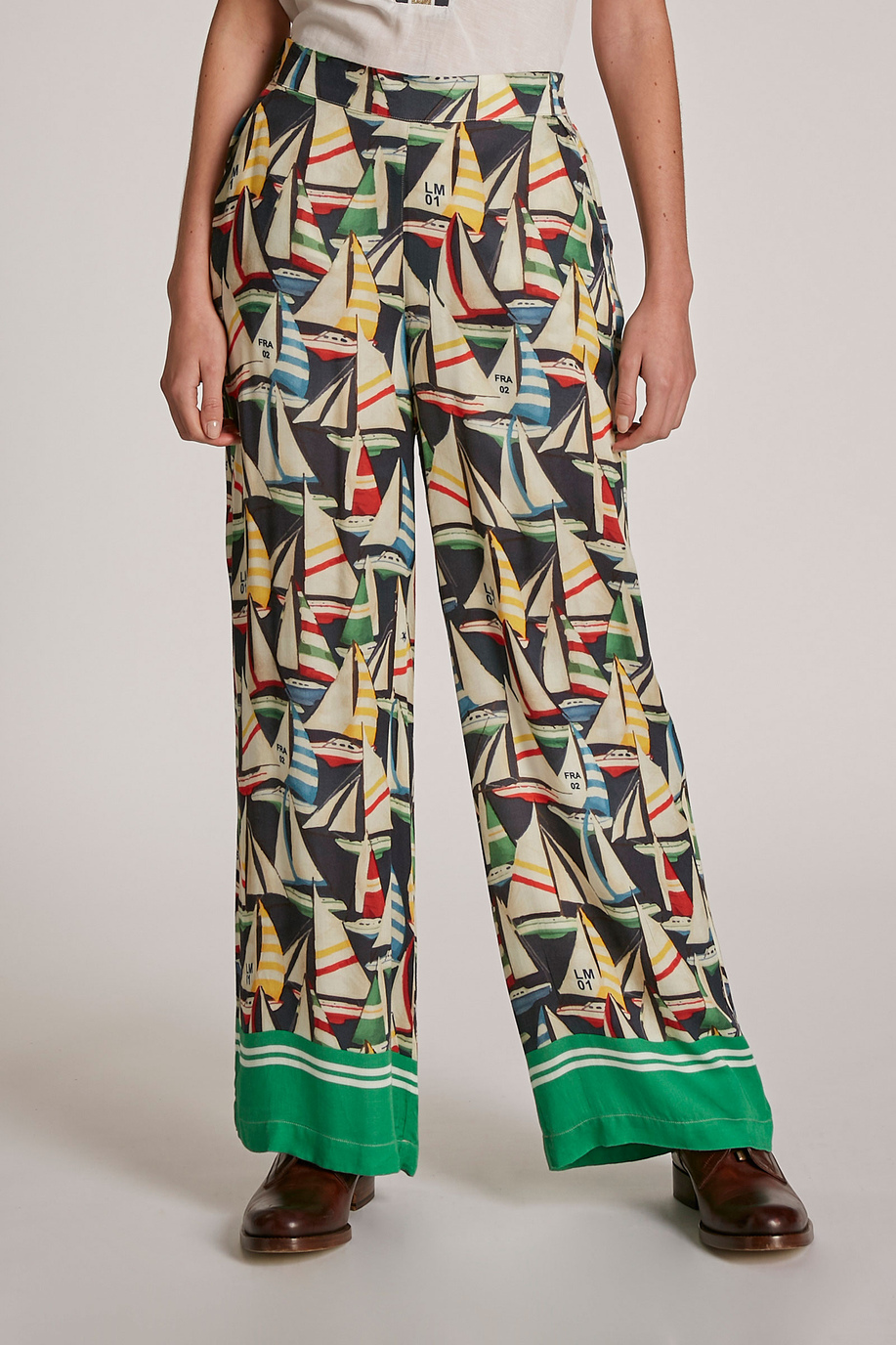 Women's regular-fit viscose trousers - Trousers | La Martina - Official Online Shop