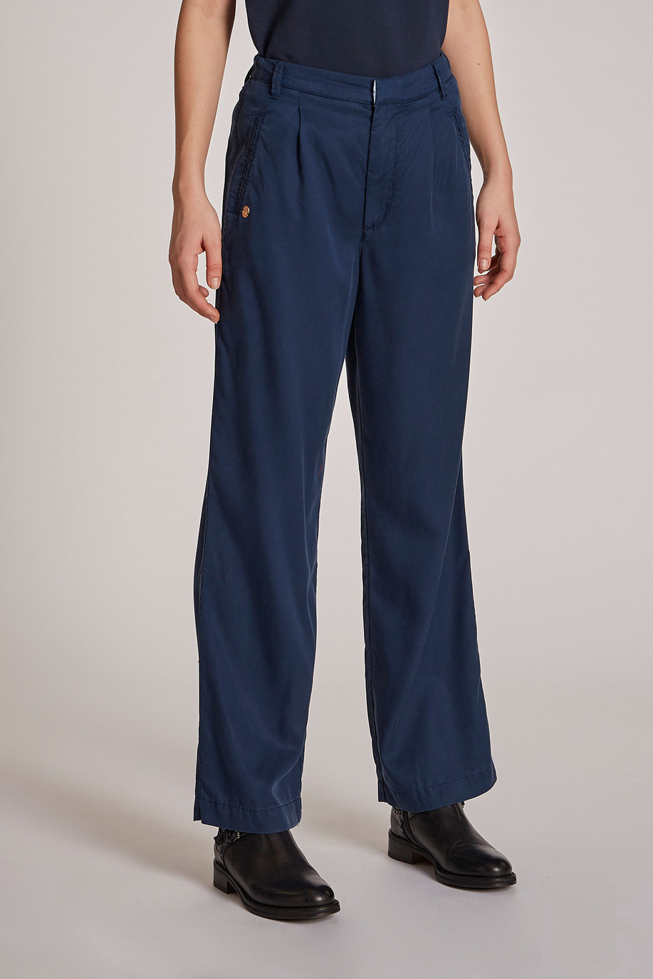 Pantalone da donna in lyocell regular fit - Pantaloni | La Martina - Official Online Shop