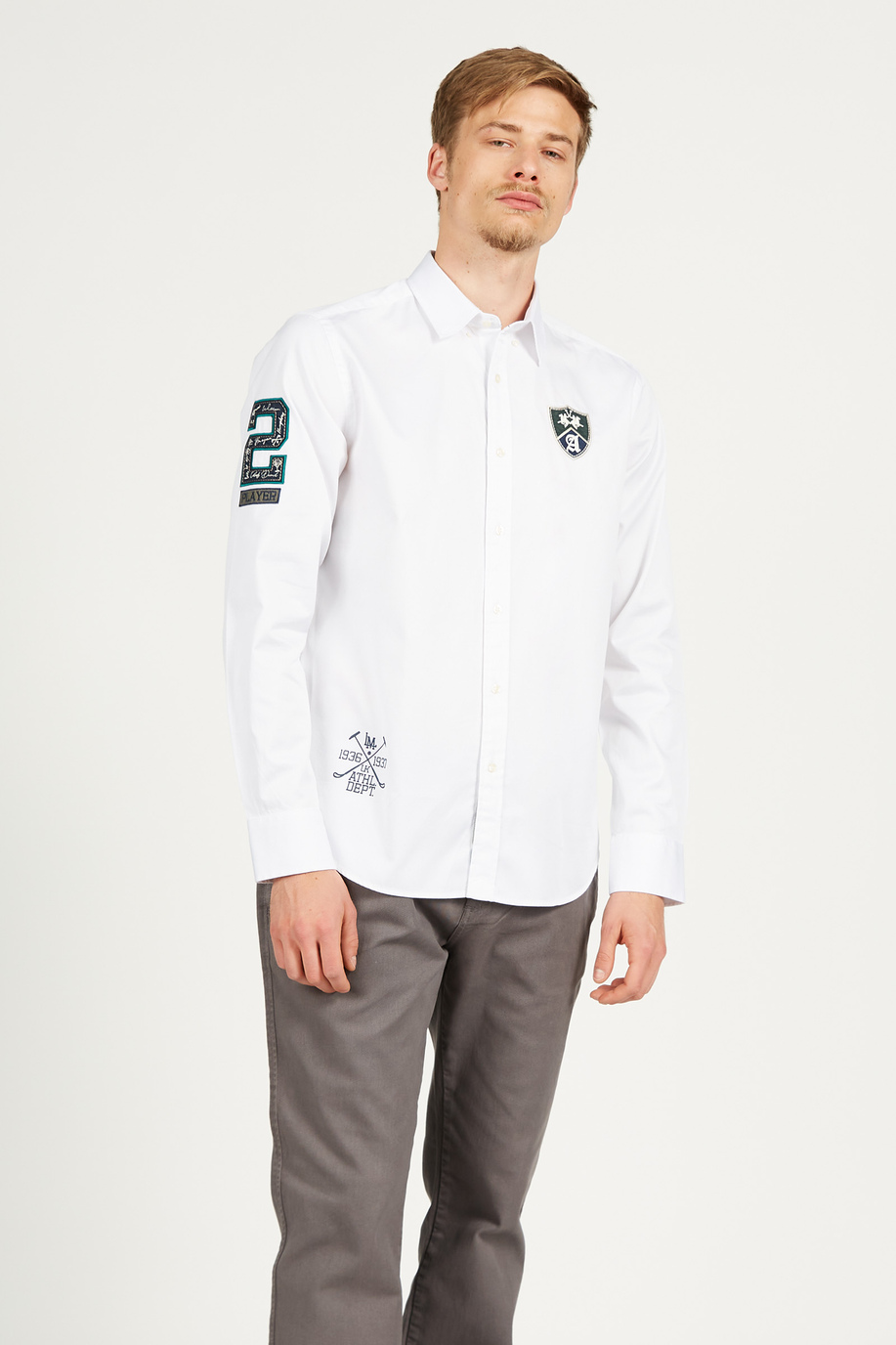 Langärmeliges Herrenhemd aus 100 % Baumwolle Regular Fit - Polo Academy | La Martina - Official Online Shop