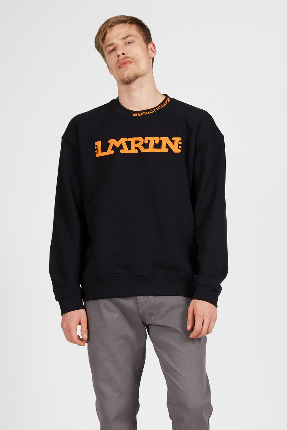 Men's sweatshirt in 100% cotton with long sleeves, oversized fit | La Martina - Official Online Shop