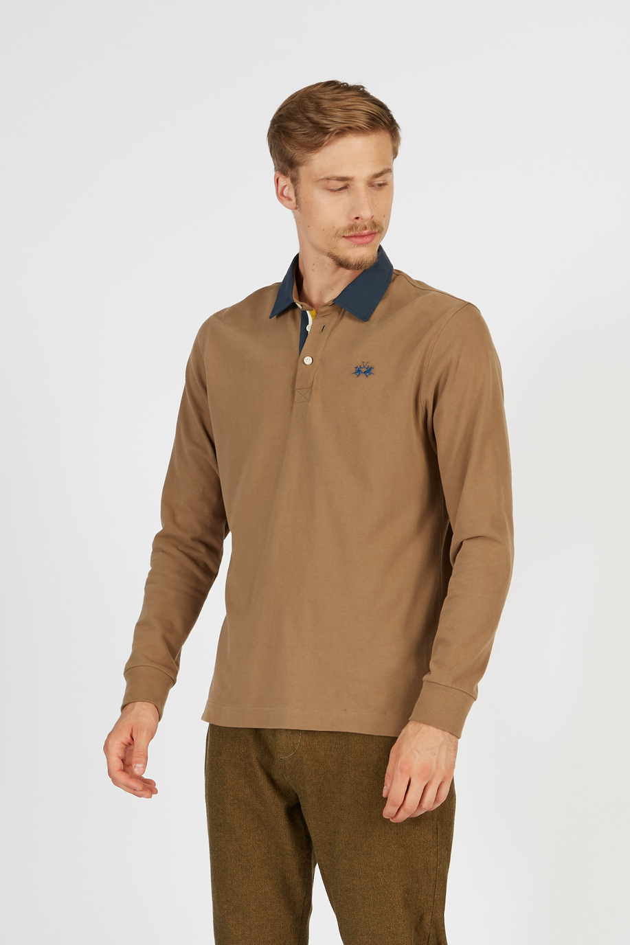 Men’s polo shirt with long sleeves in regular fit jersey cotton - Polo Shirts | La Martina - Official Online Shop