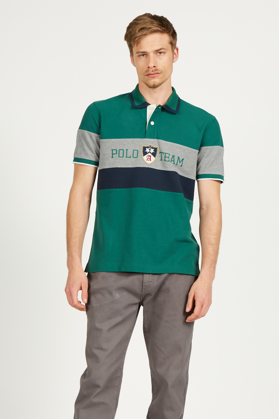 Men's short-sleeved 100% cotton polo shirt - Preview  | La Martina - Official Online Shop