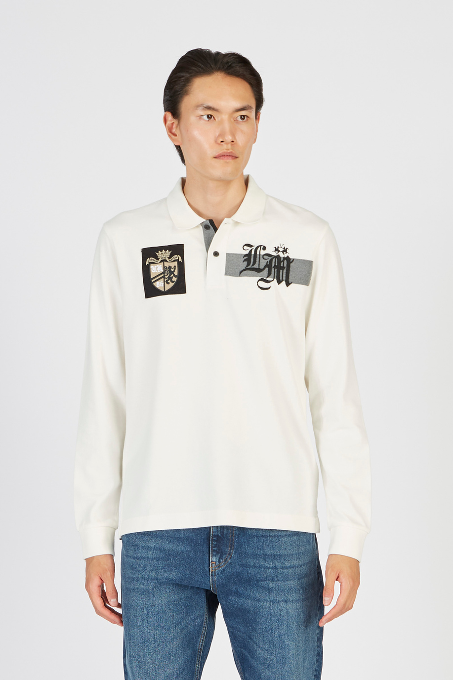 Herren-Poloshirt mit langen Ärmeln aus Jersey-Baumwolle - Regular fit | La Martina - Official Online Shop