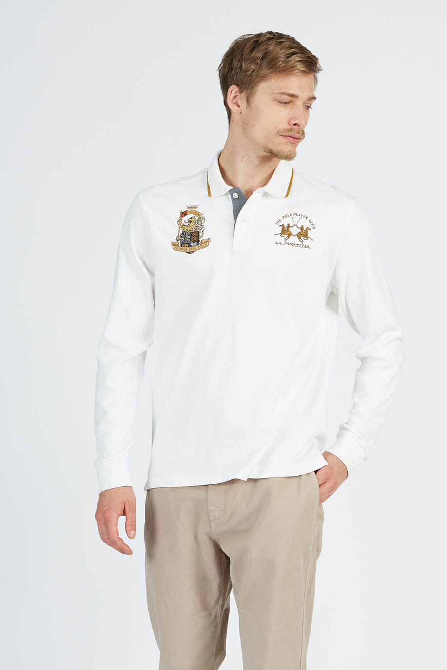 Herren-Poloshirt mit langen Ärmeln aus Jersey-Baumwolle - Herren | La Martina - Official Online Shop