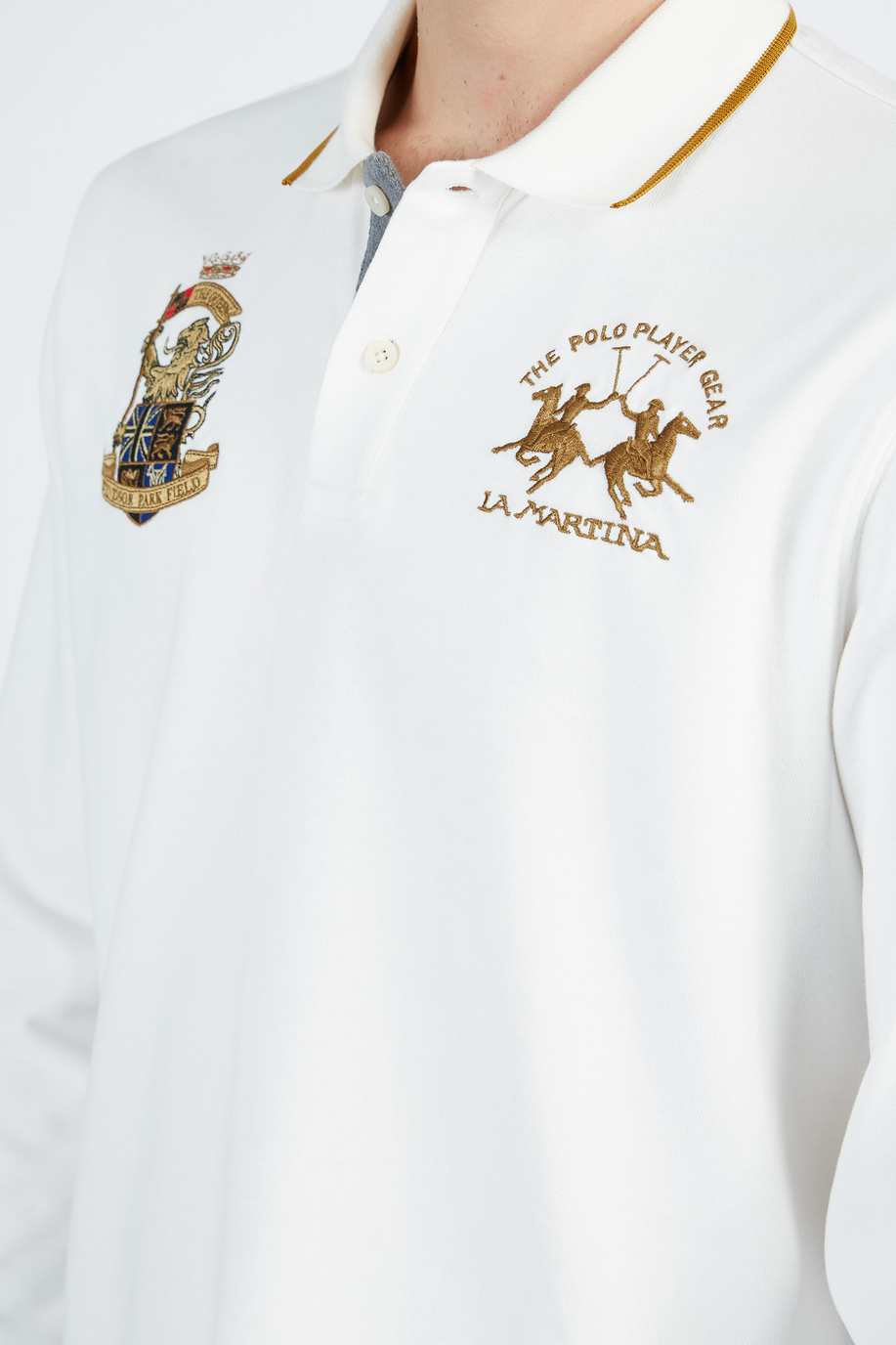 Herren-Poloshirt mit langen Ärmeln aus Jersey-Baumwolle
