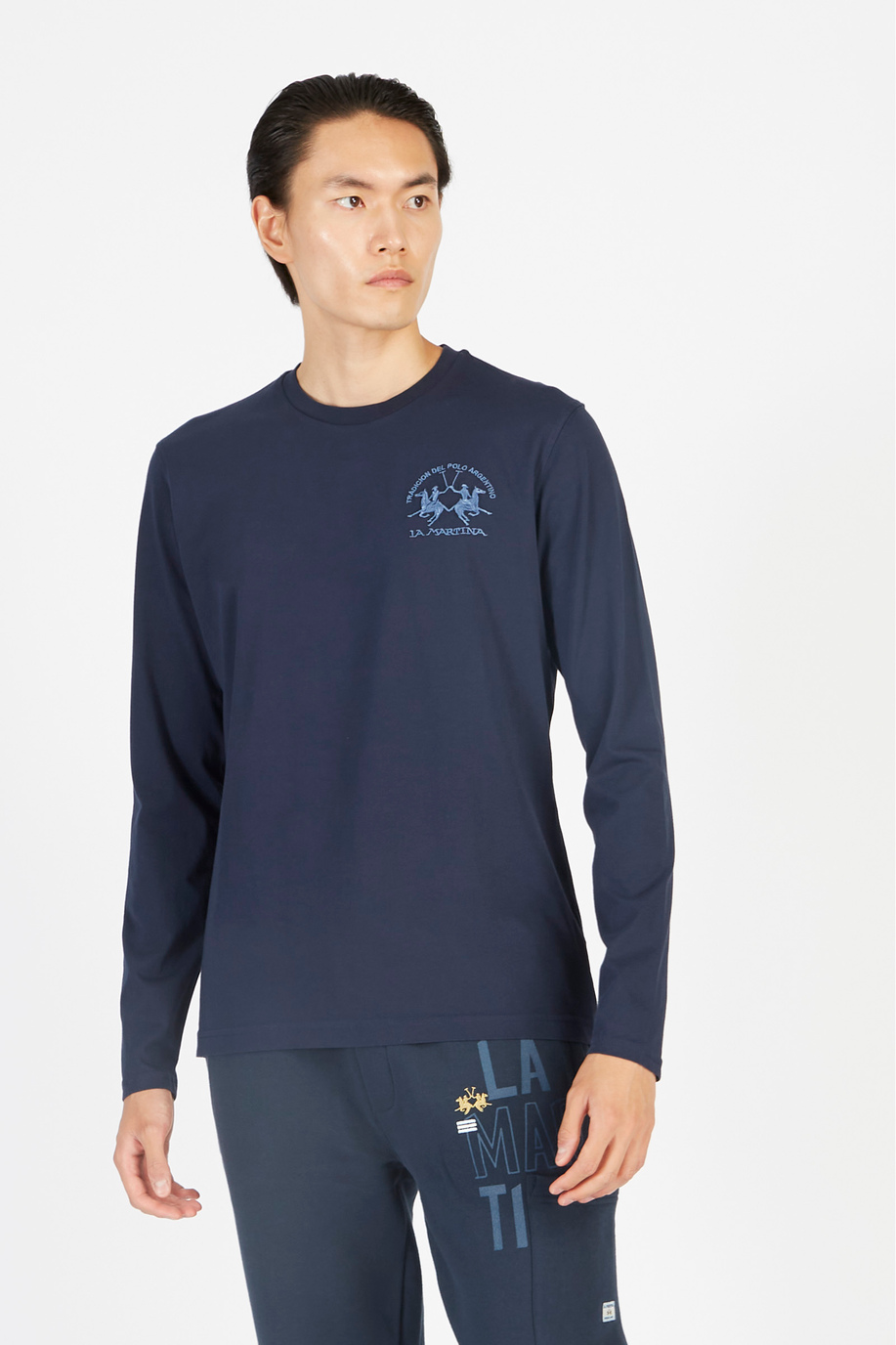 Herren Rundhals Regular Fit Langarmshirt - T-Shirts | La Martina - Official Online Shop