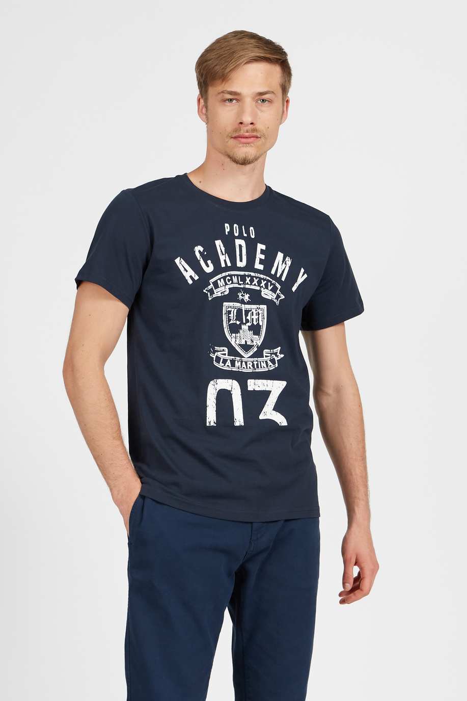 T-shirt da uomo a maniche corte modello girocollo regular fit - Polo Academy | La Martina - Official Online Shop
